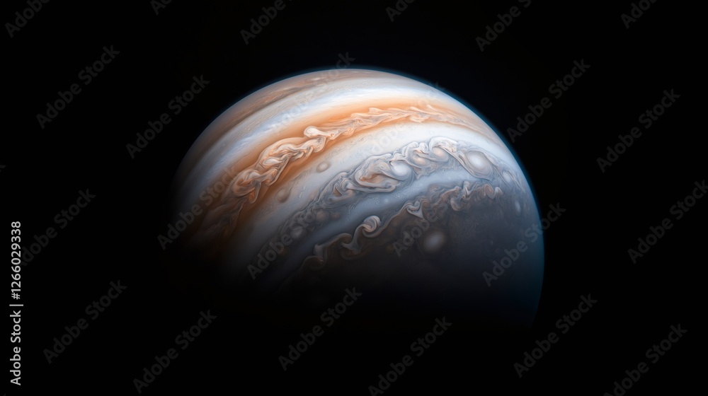 Jupiter, the Gas Giant: A breathtaking close-up view of Jupiter, the solar system's largest planet, reveals its intricate cloud patterns, swirling storms. Jupiter, the Gas Giant: A breathtaking close-up view of Jupiter, the solar system's largest planet, reveals its intricate cloud patterns, swirling storms.