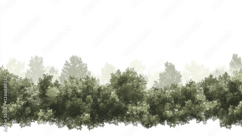 Fototapeta premium Misty Forest Horizon, tranquil nature scene, suitable for website backgrounds or nature-themed posters