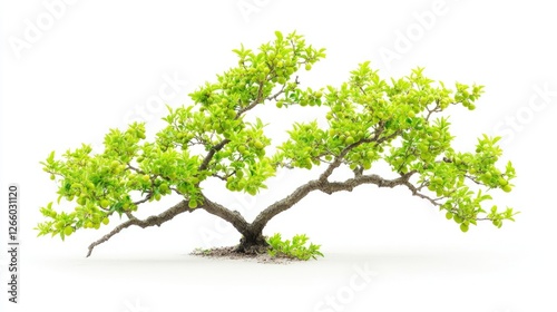 A flourishing ber tree with thorny branches and small green fruits, isolated on a white background. No people, no text. photo