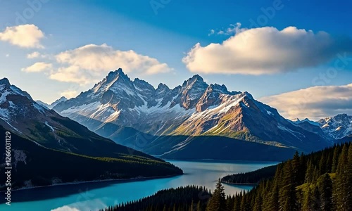 mountain lake and mountains