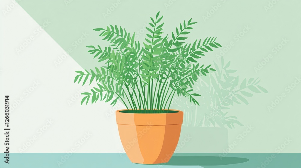 Fototapeta premium Indoor Potted Plant Illustration: Asparagus Fern