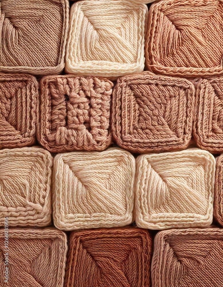 Obraz premium Colorful yarn squares arranged in various patterns for crafting projects