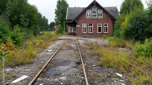Wallpaper Mural Abandoned train station overgrown with weeds Torontodigital.ca