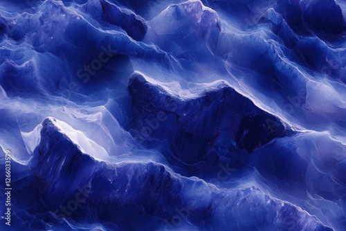Seamless Sodalite abstract representation of ocean waves, featuring deep blue and purple hues with a smooth, flowing texture. The image captures the dynamic movement of water.