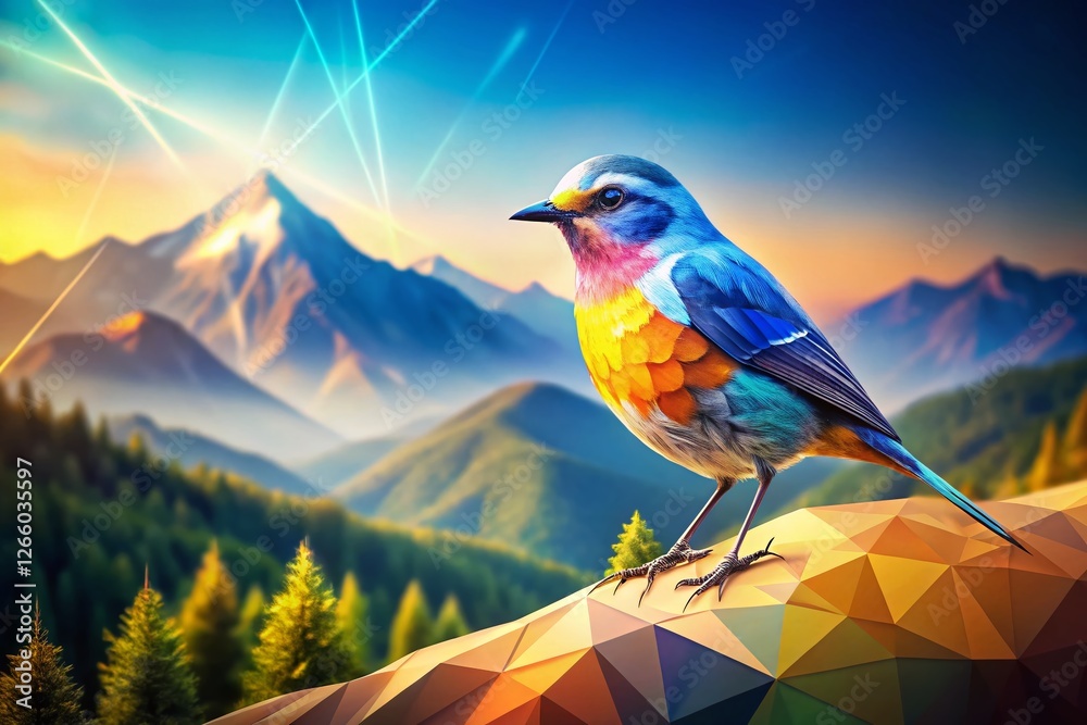 Polygonal Bird Double Exposure: Abstract Avian Banner for Presentations Polygonal Bird Double Exposure: Abstract Avian Banner for Presentations