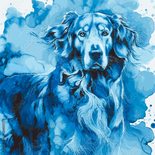 dog blue vector watercolor forever loyal buddy illustration image