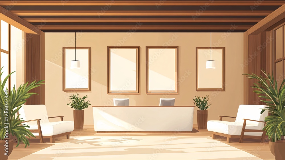 Fototapeta premium Luxurious Spa Reception Area: Creating a Tranquil Ambiance