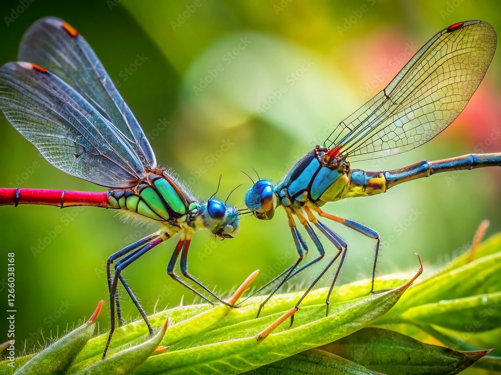 Pseudagrion pruinosum Dragonfly Mating Pair - Close-up Stock Photo Pseudagrion pruinosum Dragonfly Mating Pair - Close-up Stock Photo