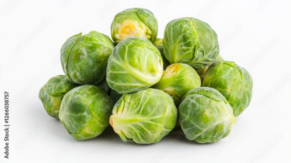 fresh Brussels sprouts, flat white background, 16:9 fresh Brussels sprouts, flat white background, 16:9