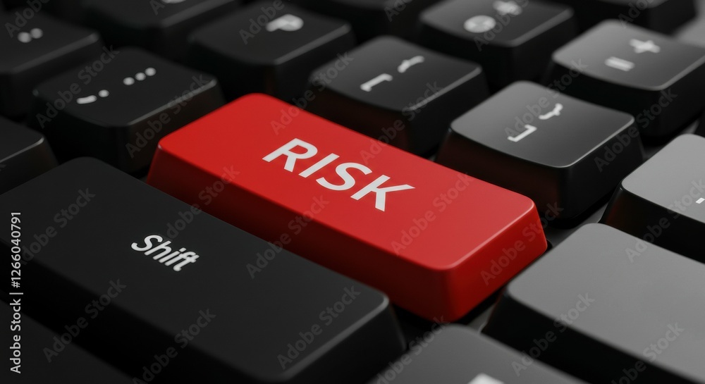 3D Illustration Risk Key on Keyboard, Business Concept 3D Illustration Risk Key on Keyboard, Business Concept