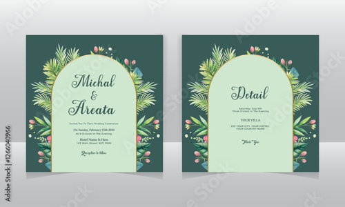 Watercolor boho wedding instagram post collection. Beautiful and elegant wedding instagram post collection