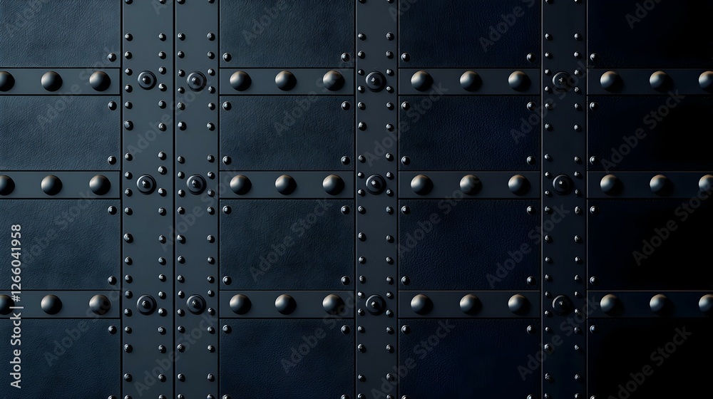 Naklejka premium Dark Grey Metal Texture with Rivets and Bolts Background