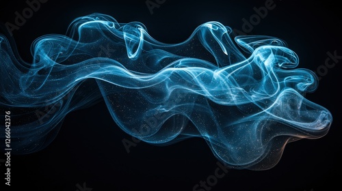 Abstract blue smoke swirls artfully, creating a dreamy effect on a black background