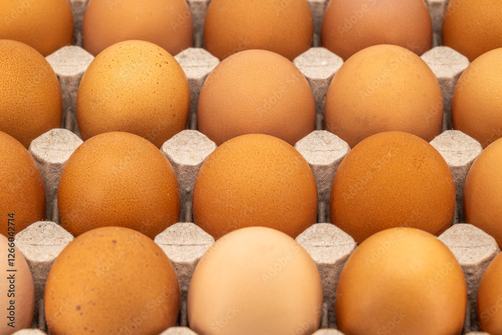 Close-up of brown eggs in a carton tray
Close-up of brown eggs in a carton tray