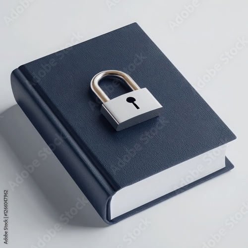 A closed book secured with a padlock, symbolizing confidentiality and knowledge protection. photo