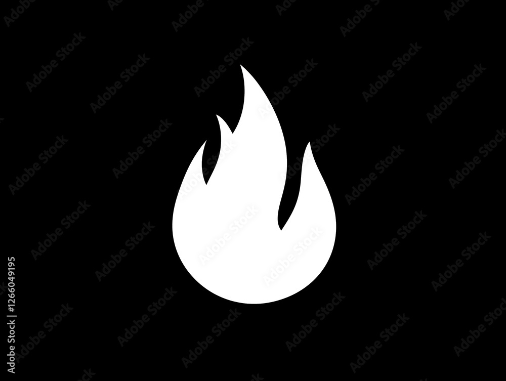 A simple white flame icon set against a black background. A simple white flame icon set against a black background.