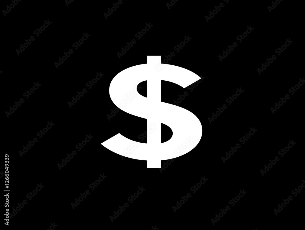 A simple black and white dollar sign symbol on a solid background. A simple black and white dollar sign symbol on a solid background.