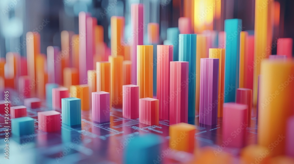 Colorful 3D Bar Graph Visualization Representing Data Analysis and Business Insights with Vibrant Colors and Modern Design Elements Colorful 3D Bar Graph Visualization Representing Data Analysis and Business Insights with Vibrant Colors and Modern Design Elements
