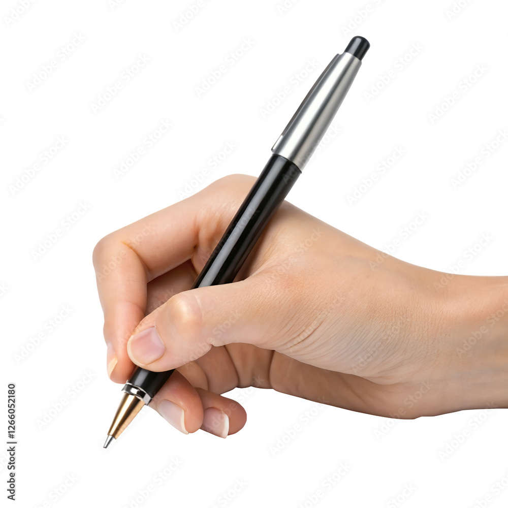 Hand Holding a Pen, Ready to Write: Perfect for Writing, Education, Business, Notes, Signature, Creativity, Learning, Office, and Documentation Concepts.
