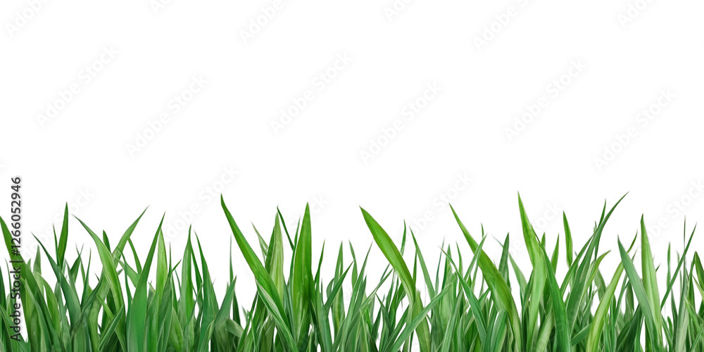 Fototapeta premium Lush fresh green grass border isolated on a transparent background for nature, gardening, and landscape decoration projects