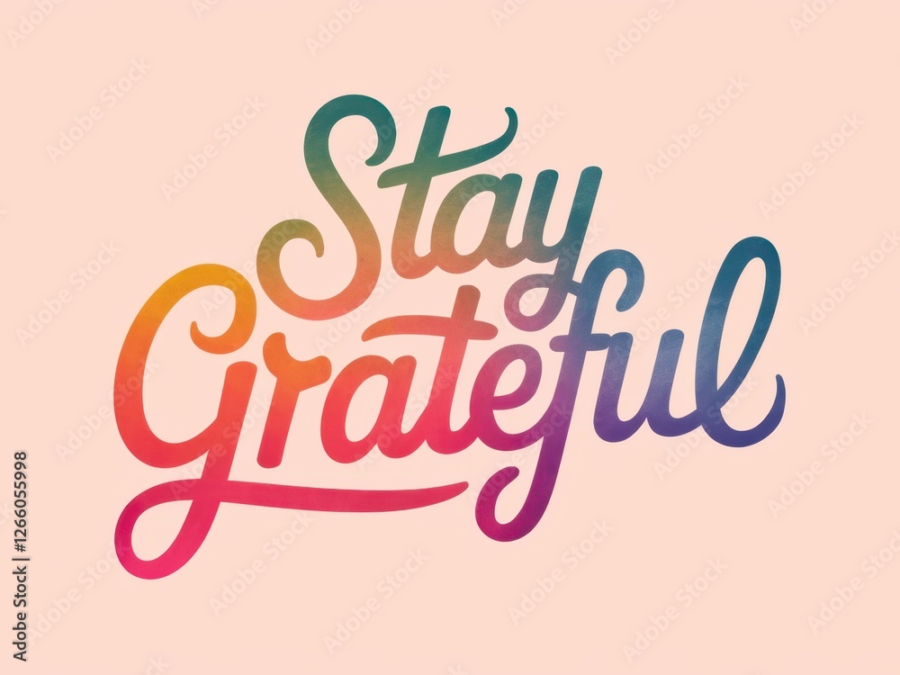Obraz premium Stay Grateful text design with vibrant colors and elegant typography