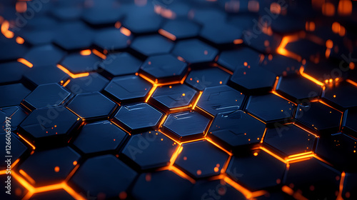 Futuristic Hexagonal Pattern with Neon Edges
