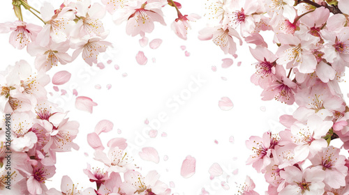 Wallpaper Mural Square sakura blossom floral frame with pink flowers and branches isolated on transparent background for design Torontodigital.ca