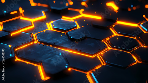 Futuristic Hexagonal Structure with Glowing Gaps