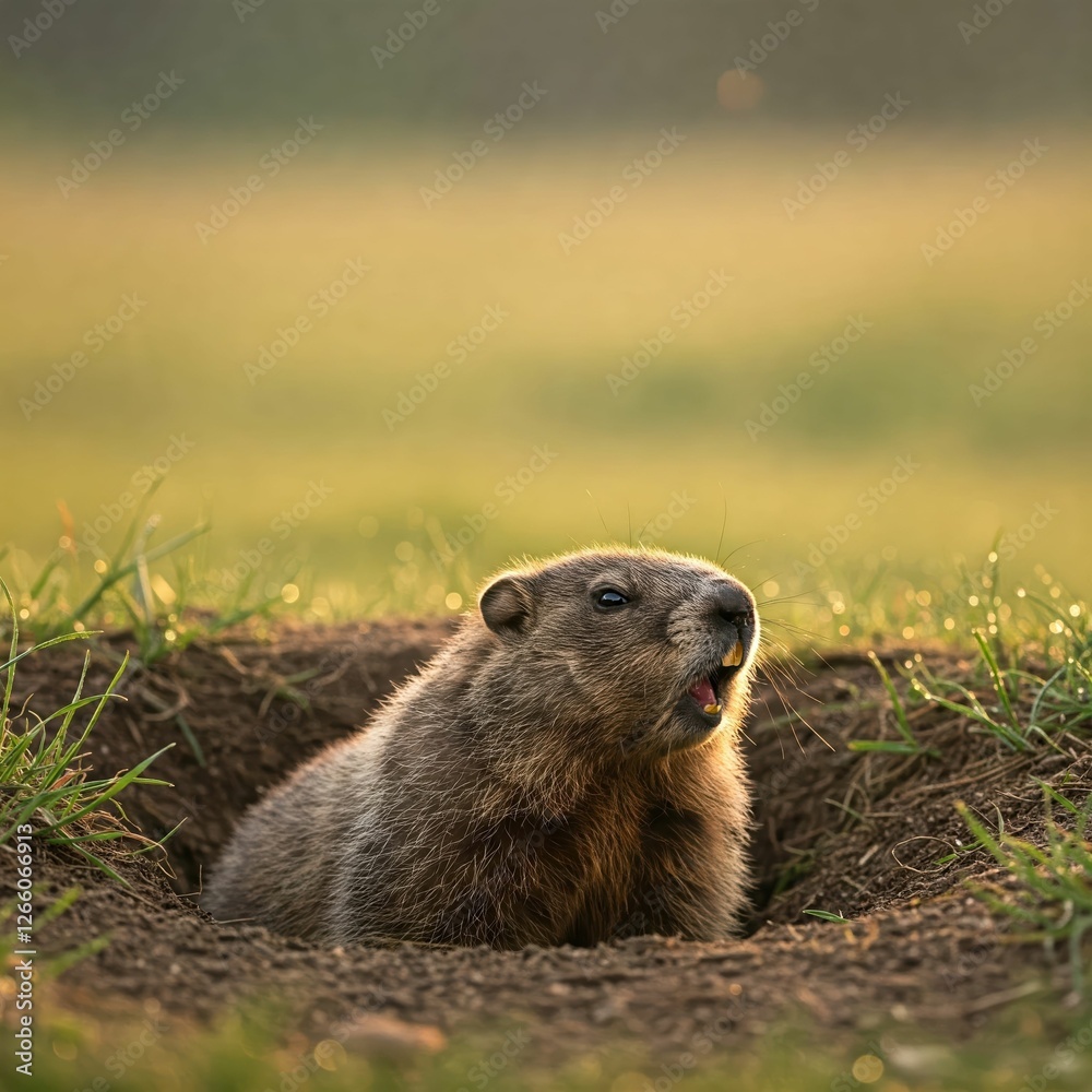 The Sleepy Groundhog’s Morning Yawn The Sleepy Groundhog’s Morning Yawn