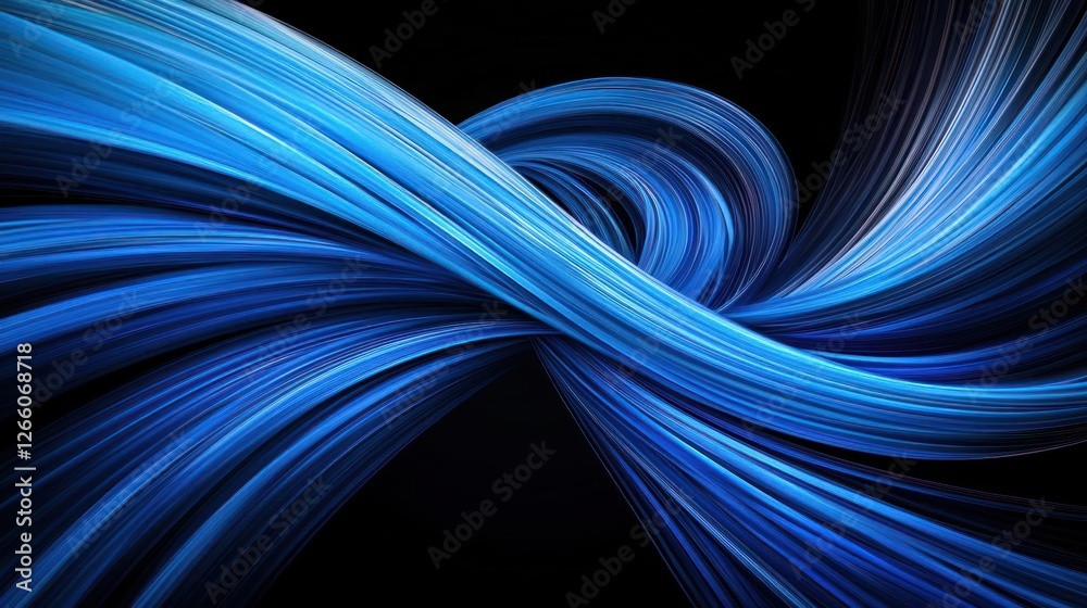 Naklejka premium Dynamic Blue Swirling Lines on Black Background