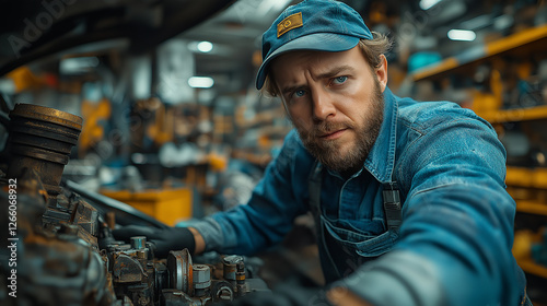 Wallpaper Mural an auto mechanic locksmith repairs the engine Torontodigital.ca