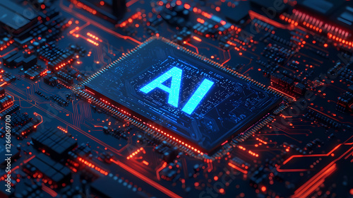 AI Chip on Circuit Board Close-up
