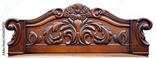 Polished wooden headboard featuring intricately carved floral and foliage patterns, highlighting refined woodworking skills and luxurious bedroom design