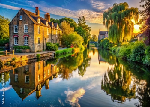 Serene River Lea at Ware, Hertfordshire, England:  A Picturesque Landscape photo