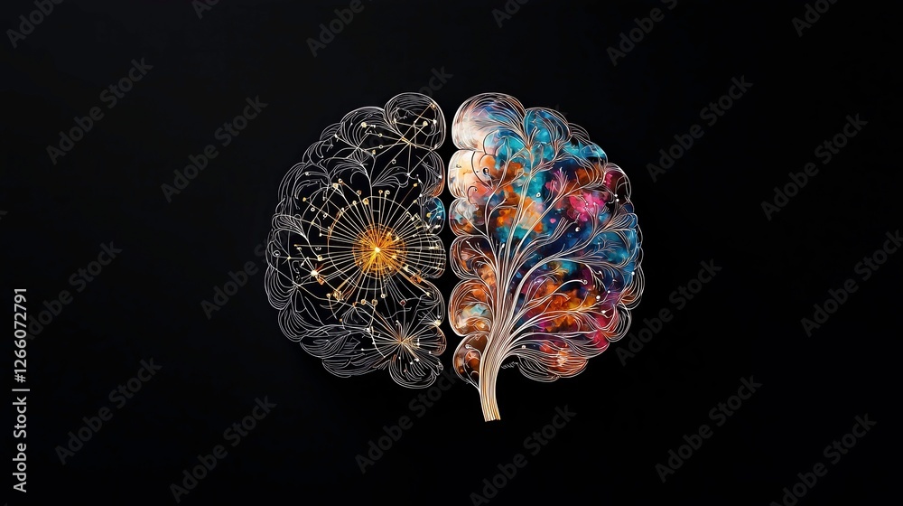 Fototapeta premium Abstract Artistic Brain on Black Background