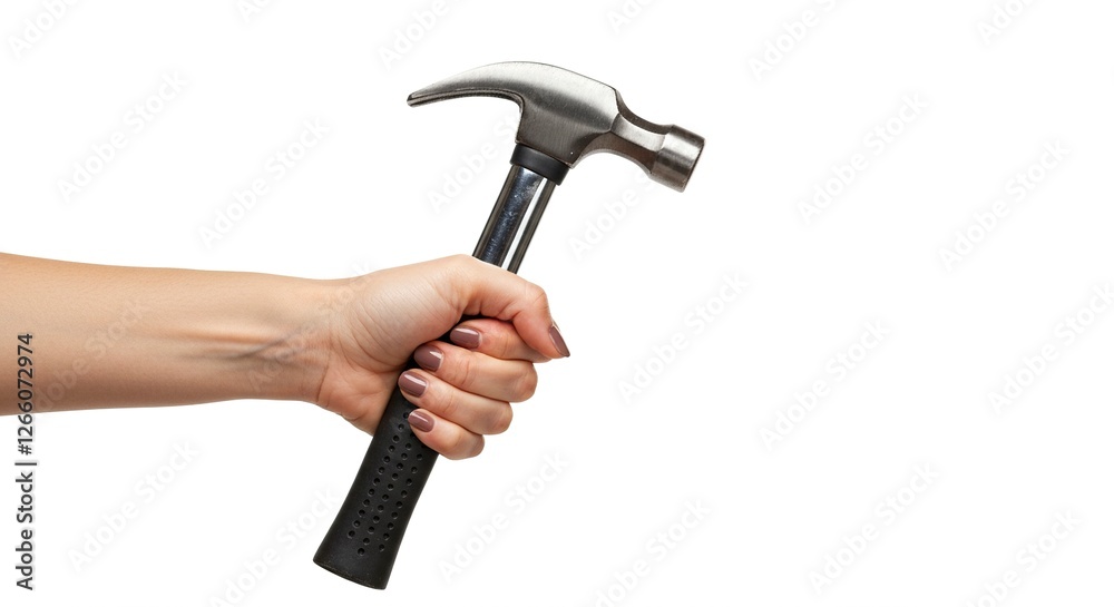 Holding Claw Hammer Tool in Hand Ready for Carpentry Work Holding Claw Hammer Tool in Hand Ready for Carpentry Work