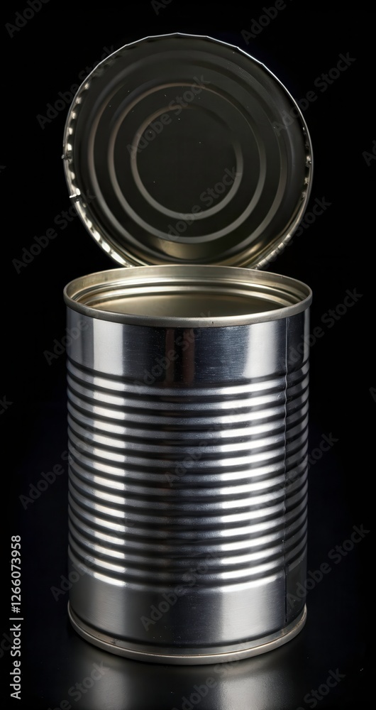 Opened Tin Can Silhouette Against a Black Background With a Low Resolution Focus on Details. Generative AI Opened Tin Can Silhouette Against a Black Background With a Low Resolution Focus on Details. Generative AI