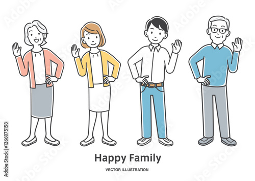 挨拶をする家族