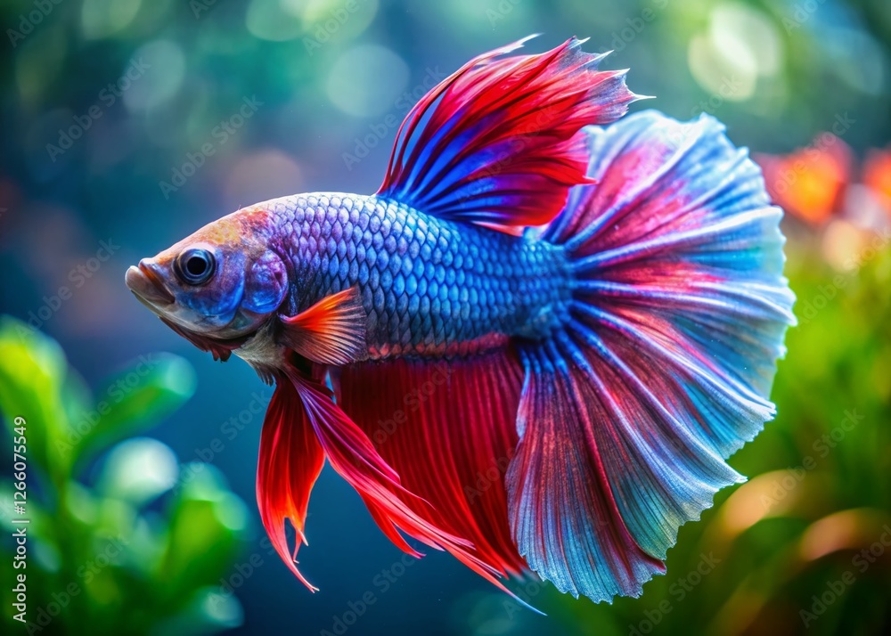 Shimmering Betta Fish in Minimalist Aquarium - Candid Stock Photo Shimmering Betta Fish in Minimalist Aquarium - Candid Stock Photo