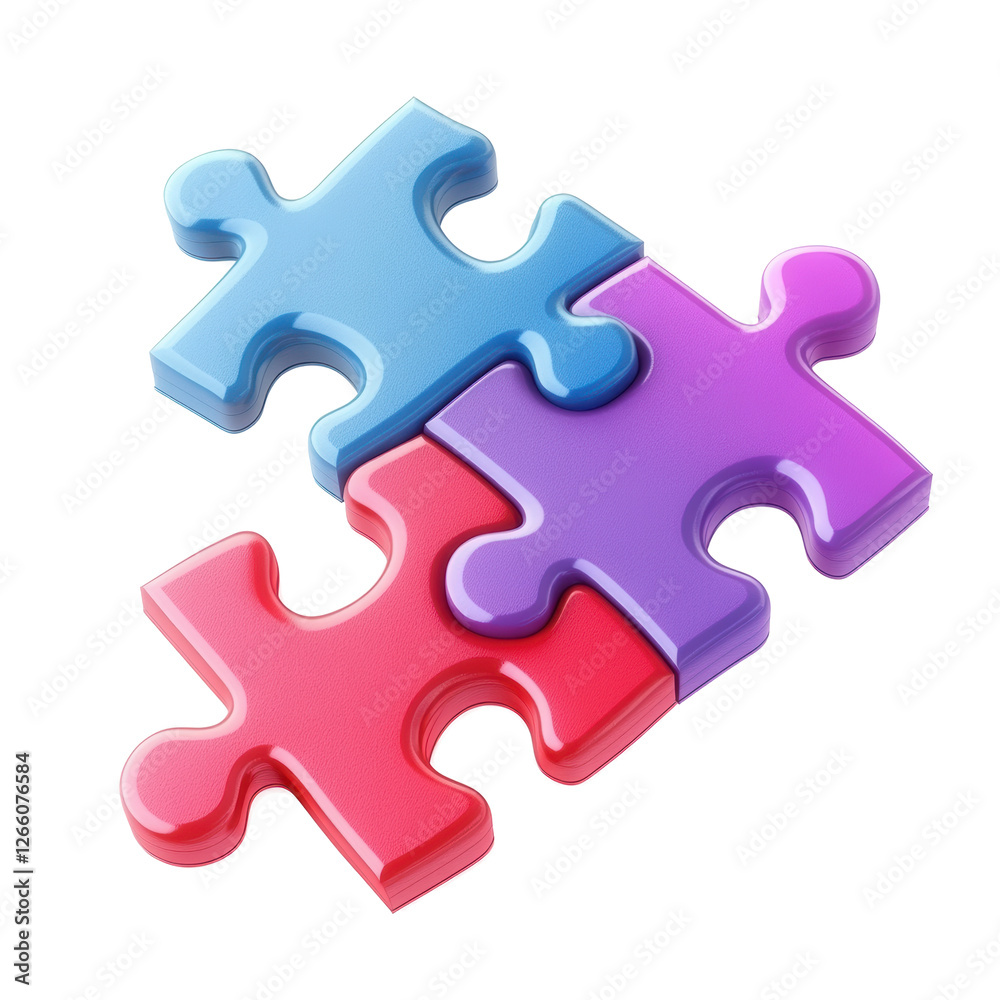 Isolated Connected Puzzle Elements in Bright Colors Isolated Connected Puzzle Elements in Bright Colors