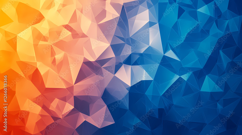 Fototapeta premium Geometric Pattern: Triangles with Gradient Colors in Orange and Blue