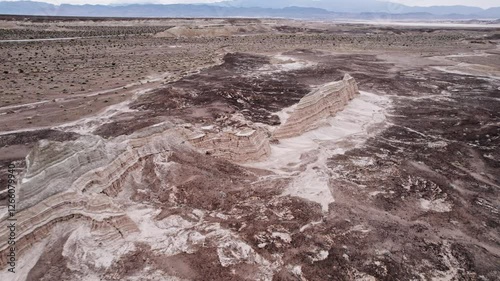 Rocky Desert Landscape in California Aerial Drone View with Dramatic Terrain