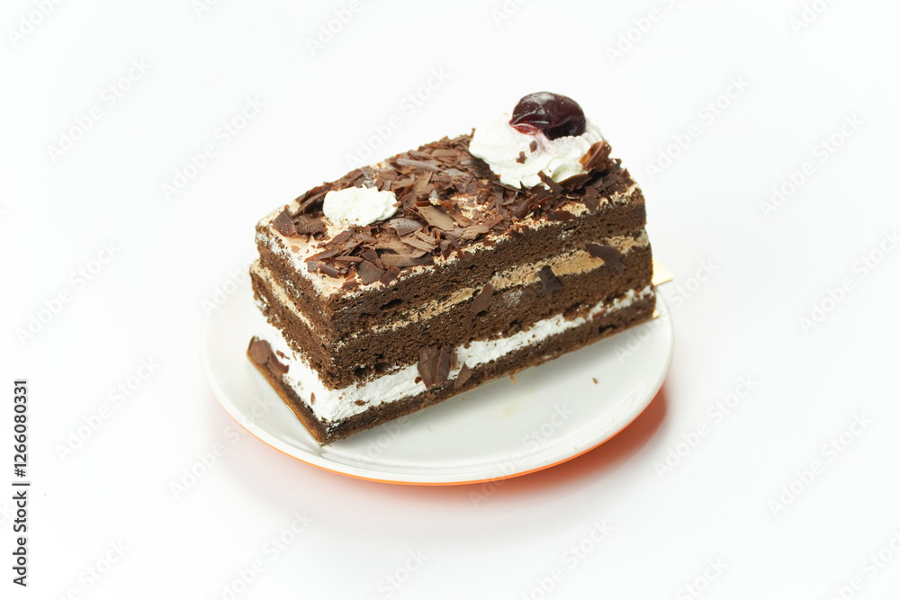Slice of Chocolate Cake with Whipped Cream Slice of Chocolate Cake with Whipped Cream