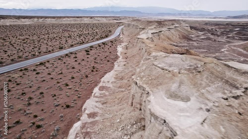 Rocky Desert Landscape in California Aerial Drone View with Dramatic Terrain