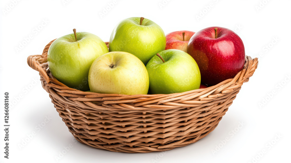 Basket of Fresh Apples Isolated on White Background Basket of Fresh Apples Isolated on White Background