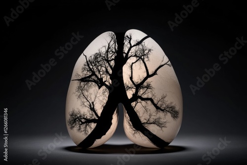 Tree silhouette inside lungs symbolizing nature and respiration connection photo