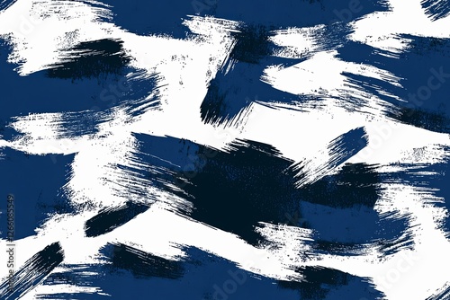 Brush stroke painting Blue and white brush seamless pattern Dirty blue, navy pattern. Gruge texture seamless background.