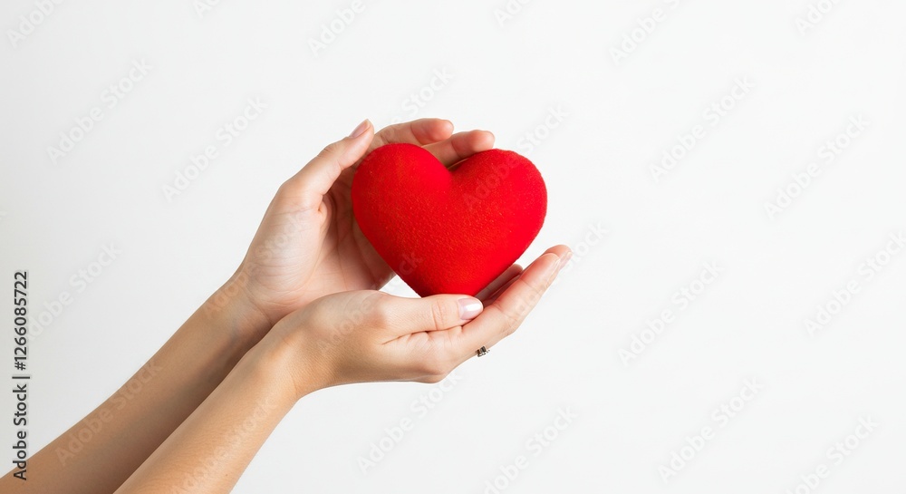Hands Holding Red Heart on White Background Concept of Love Hands Holding Red Heart on White Background Concept of Love