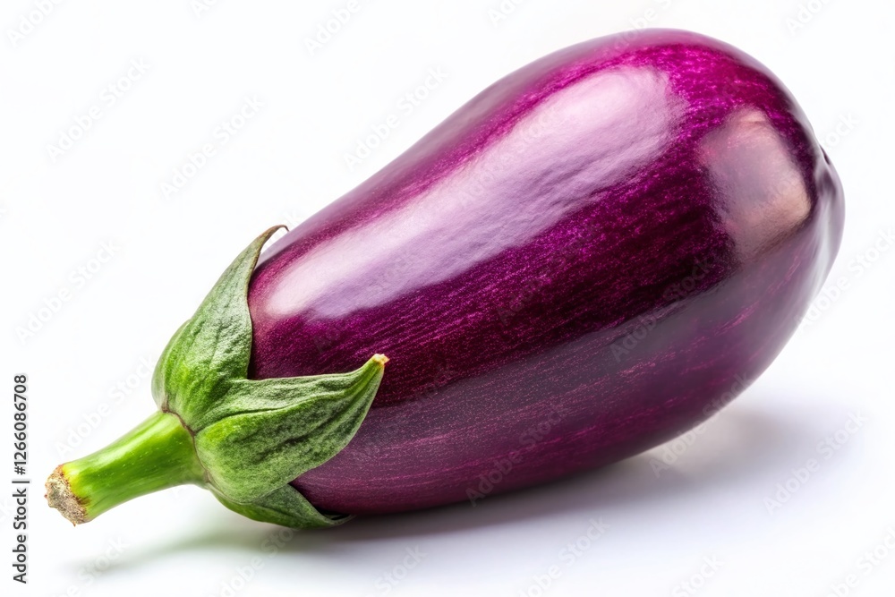Single Fresh Purple Eggplant Isolated on White Background, Studio Shot Single Fresh Purple Eggplant Isolated on White Background, Studio Shot