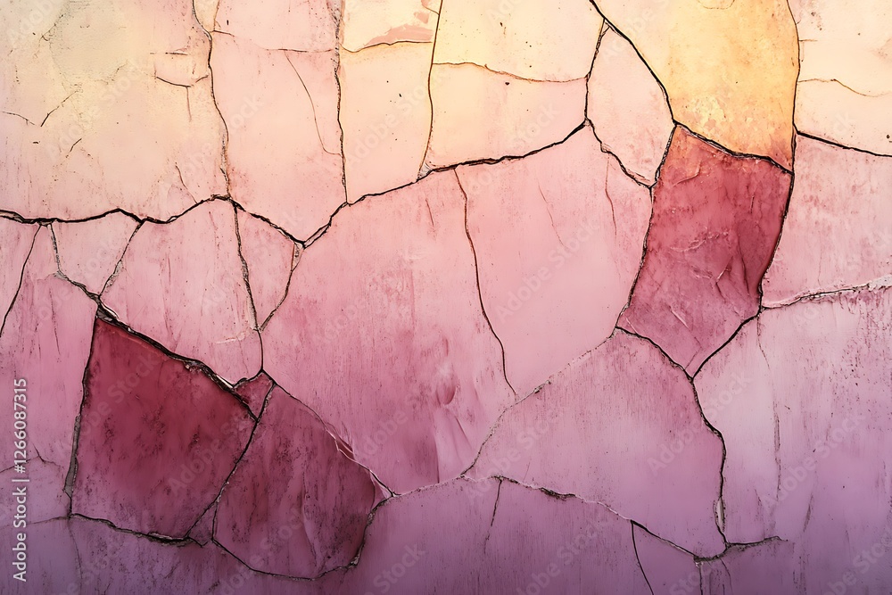 Fototapeta premium Pink and purple cracked wall texture background